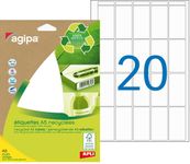 Apli Agipa - Etui A5 - 280 Étiquettes 100% recyclées blanches multi-usages - 48,5 x 25 mm - coins arrondis - réf 101247