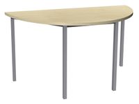 Table de réunion Demi-lune - 120 x 60 cm - Pieds carrés aluminium - imitation érable