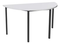 Table de réunion Demi-lune - 120 x 60 cm - Pieds carrés anthracite - Blanc perle