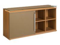 Crédence SLIVER - L160 x H80 x P45 - 1 porte coulissante - Noyer et bronze