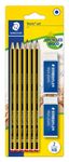 STAEDTLER Noris - Pack de 6 Crayons à papier - HB - 2 mm - avec 2 gommes