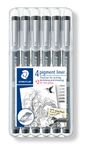 STAEDTLER pigment liner - 6 Feutres fins - noir - différentes tailles de pointes