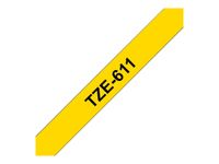 Brother TZe611 - Ruban d'étiquettes auto-adhésives - 1 rouleau (6 mm x 8 m) - fond jaune écriture noire
