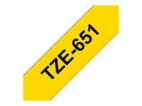 Brother TZe651 - Ruban d'étiquettes auto-adhésives - 1 rouleau (24 mm x 8 m) - fond jaune écriture noire 
