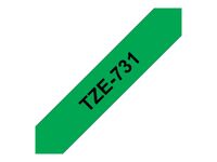 Brother TZe731 - Ruban d'étiquettes auto-adhésives - 1 rouleau (12 mm x 8 m) - fond vert écriture noire 