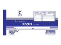 ELVE - Carnet à souche reçus avec TVA - 50 feuillets - 10,5 x 21 cm
