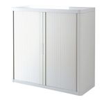 Armoire mi-haute à rideaux EASY OFFICE - 110 x 104 x 41,5 cm - Corps, rideaux et poignée blanc