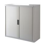 Armoire mi-haute à rideaux EASY OFFICE - 110 x 104 x 41,5 cm - Corps et rideaux gris - Poignée anthracite