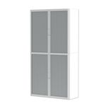 Armoire haute à rideaux EASY OFFICE - 110 x 204 x 41,5 cm - Corps et poignée blanc - Rideaux anthracite