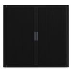 Armoire mi-haute à rideaux EASY OFFICE - 110 x 104 x 41,5 cm - Corps et rideaux noir - Poignée anthracite