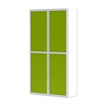 Armoire haute à rideaux EASY OFFICE - 110 x 204 x 41,5 cm - Corps et poignée blanc - Rideaux vert