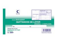 ELVE - Manifold Carnet de quittances de loyer - 50 tripli - 10,5 x 21 cm