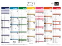 Quo Vadis - Calendrier mural - Français - Arc en ciel - Arc-en-ciel - 13 mois de janvier à janvier - 55x40,5 cm - Papier Clairefontaine blanc - Fabrication française