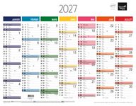 Quo Vadis - Calendrier mural - Français - Arc en ciel - Arc-en-ciel - 13 mois de janvier à janvier - 43x33,5 cm - Papier Clairefontaine blanc - Fabrication française