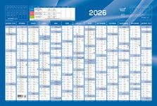 Quo Vadis - Calendrier horizontal 13 mois sur 1 face - 43 x 65 cm - bleu