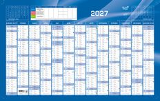 Quo Vadis - Calendrier mural - Français - Classic - Bleu - 13 mois de janvier à janvier - 65x40,5 cm - Papier Clairefontaine blanc - Fabrication française