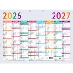 Calendrier Multicolore - 8 mois par face - 55 x 40,5 cm - 16 mois - Exacompta