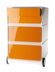 Caisson de bureau mobile EASYBOX - 2 tiroirs et 2 plumiers - Orange