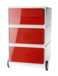 Caisson de bureau mobile EASYBOX - 2 tiroirs et 2 plumiers - Rouge