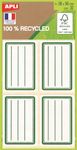 Apli Agipa - 32 Étiquettes scolaires 100% recyclées cadre et lignes verts - 36 x 56 mm - réf 101343