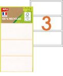 Apli Agipa - 21 Étiquettes 100% recyclées blanches - 34 x 75 mm - coins arrondis - réf 101344