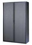 Armoire haute à rideaux - L120  x H198 x P43 cm - 4 tablettes - anthracite