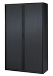 Armoire haute à rideaux - L120  x H198 x P43 cm - 4 tablettes - noir