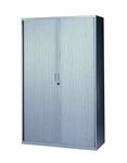 Armoire haute à rideaux - L120  x H198 x P43 cm - 4 tablettes - silver