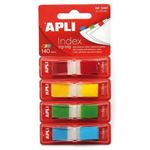 APLI Zig-zag - Banderas de índice con dispensador - 12 x 45 mm - 140 hojas (4 x 35) - amarillo, azul, verde, rojo