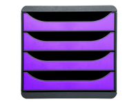 Exacompta BigBox - Module de classement 4 tiroirs - gris/violet