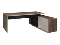 Bureau avec retour droit - VERMONT - Noyer fumé