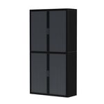 Armoire haute à rideaux EASY OFFICE - 110 x 204 x 41,5 cm - Corps noir - Rideaux et poignée anthracite