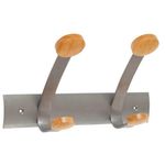 Patère murale à visser métal et embouts en bois - 2 positions