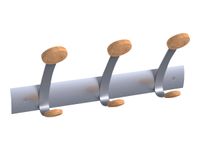 Patère murale à visser métal et embouts en bois - 3 positions