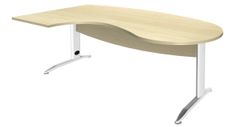 Bureau compact manager retour à gauche IDRA - L200 cm - pieds blanc - Érable (pied de renfort obligatoire à rajouter - non inclus)