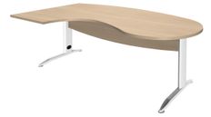 Bureau compact manager retour à gauche IDRA - L200 cm - pieds blanc - Chêne clair (pied de renfort obligatoire à rajouter - non inclus)