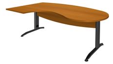 Bureau compact manager retour à gauche IDRA - 200 cm - Pied anthracite - Merisier (Pieds de renfort obligatoire à rajouter - non inclus)