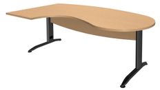 Bureau compact manager retour à gauche IDRA - L200 cm - pieds anthracite - Hêtre (pied de renfort obligatoire à rajouter - non inclus)