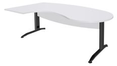 Bureau compact manager retour à gauche IDRA - L200 cm - pieds anthracite - Blanc perle (pied de renfort obligatoire à rajouter - non inclus)