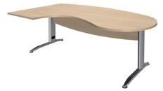 Bureau compact manager retour à gauche IDRA - L200 cm - pieds alu - Chêne clair (pied de renfort obligatoire à rajouter - non inclus)