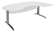 Bureau compact manager retour à droite IDRA - L200 cm - pieds alu - Blanc perle (pied de renfort obligatoire à rajouter - non inclus)