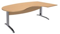 Bureau compact manager retour à droite IDRA - L200 cm - pieds alu - Hêtre (pied de renfort obligatoire à rajouter - non inclus)