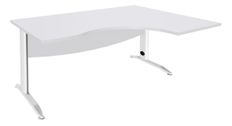 Bureau compact à droite IDRA - L180 cm - Pieds blanc - plateau Blanc perle (Pieds de renfort obligatoire à rajouter - non inclus)