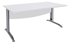 Bureau droit IDRA - L180 cm - Pieds alu - plateau Blanc perle