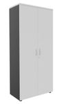Armoire haute IDRA/DUAL - H180 x L80 x P47 - 2 portes - Corps anthracite - Portes et dessus blanc perle