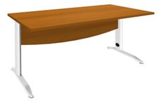 Bureau droit IDRA - L140 cm - Pieds blanc - plateau imitation Merisier