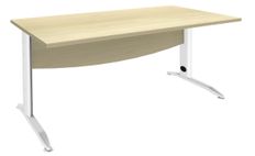 Bureau droit IDRA - L140 cm - Pieds blanc - plateau imitation Erable