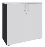 Armoire mi-haute IDRA/DUAL -  L80 x H102 x P47 - 2 portes - 2 tablettes métal DS - Corps anthracite - Portes et dessus Blanc perle