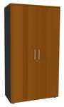 Armoire haute IDRA/DUAL - H180 x L80 x P47 - 2 portes - Corps anthracite - Portes et dessus imitation Merisier