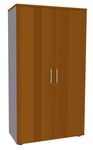 Armoire haute IDRA/DUAL - H180 x L80 x P47 - 2 portes - Corps alu - Portes et dessus imitation Merisier